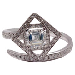 Asscher Halo - GIA Certified Ascher Cut Diamond set in Designer Ring with 18K