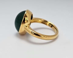 Emerald Moon - Zambian Emerald Cab Bezel set in 18K Handmade Ring in Hong Kong