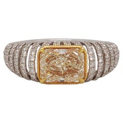 Solar Crest - Q-R VVS1 GIA Certified Radiant Cut Diamond set with Diamonds Ring