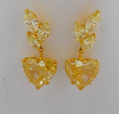 Hearts of the Golden Muse - Heart Shape Yellow Diamond set in Designer Earrings