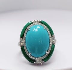 Turquoise Aurora – „Sleeping Beauty“-Türkis, gefasst mit Malachit, in einem Designer-Ring
