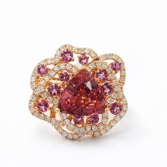Tourmaline Arc - Afgan Tourmaline set with Diamonds & Rodholite in Designer Ring