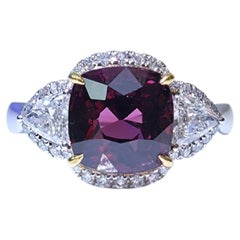 Spinel Blossom - Fine Burmese Spinel flanked with Cadillac Diamonds in 18K Ring