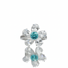 Wave IV – Ripple - Fine Brazilian Pariaba Tourmaline Ring with Rosecut Diamonds