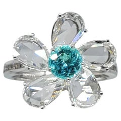 Wave IV – Ripple - Fine Brazilian Pariaba Tourmaline Ring with Rosecut Diamonds