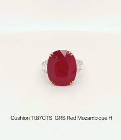 Flame III – Zenith - Mozambique Ruby set with Diamonds in Handmade Ring in HK