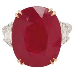 Flame III – Zenith - Mozambique Ruby set with Diamonds in Handmade Ring in HK