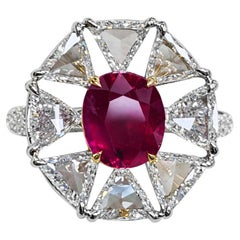 Crown VII – Mogok - Fine Burma Mogok No Heat Pigeon's Blood Designer Ruby Ring