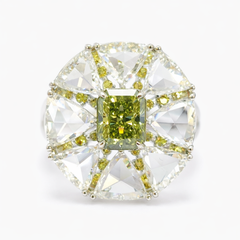 Verdant Flame - Designer Fancy Color Diamond with Rosecut Diamonds set in Ring