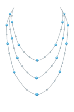 Turquoise Aurora - Multi Strand Sleeping Beauty Turquoise & Diamond Necklace 18K