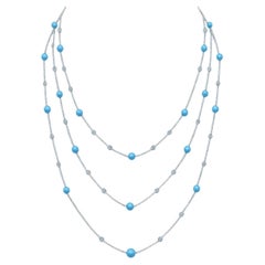 Turquoise Aurora - Multi Strand Sleeping Beauty Turquoise & Diamond Necklace 18K