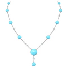 Serenata turquesa - Espectacular collar «La Bella Durmiente» con turquesas y diamantes, de oro de 18 quilates