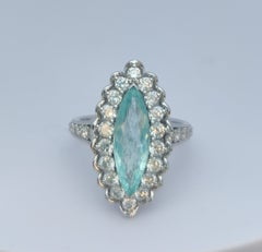 Paraiba Crest - Marquise Paraiba Tourmaline set in 18K with Diamonds