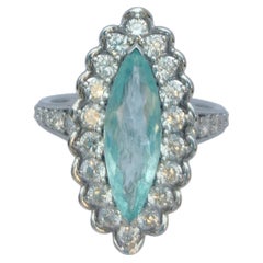 Paraiba Crest - Marquise Paraiba Tourmaline set in 18K with Diamonds