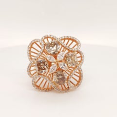 Earth Radiance - Designer Champagne Color Diamond set in Ring in Pink Gold 18K