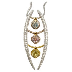 Chromatic Trinity - 18K Gold Pendant Necklace with Fancy Color Diamonds