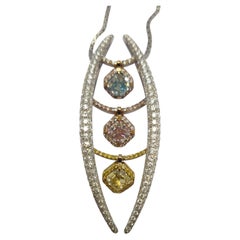 Chromatic Trinity - 18K Gold Pendant Necklace with Fancy Color Diamonds