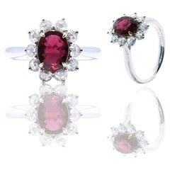 Flame VI – Spark - Fine Mozambique Ruby set with Round Rosecut Diamonds in 18K