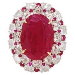 Celestial Ember - Antique Old Mine Burma Ruby set with Rosecut Diamonds in 18K