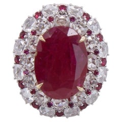 Celestial Ember - Antique Old Mine Burma Ruby set with Rosecut Diamonds in 18K