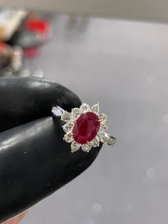 Ruby Rhapsody - Rare Burma PB Ruby set with Rosecut Diamonds in Handmade Ring