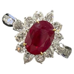 Ruby Rhapsody - Rare Burma PB Ruby set with Rosecut Diamonds in Handmade Ring