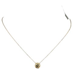 Ecliptic Glow - Champagne Color Round Brilliant Diamond set in Pendent Necklace