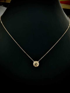 Ecliptic Glow - Champagne Color Round Brilliant Diamond set in Pendent Necklace