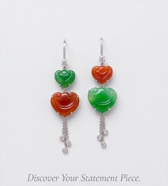 Art Deco 18k Gold Jade Stud Earrings by HARENE JEWELS, Hong Kong