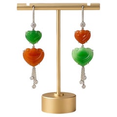 Art Deco 18k Gold Jade Stud Earrings by HARENE JEWELS, Hong Kong