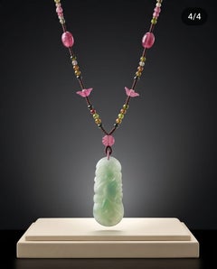 Art Deco Burmese Jade Hand-Carved Rope Necklace by HARENE JEWELS