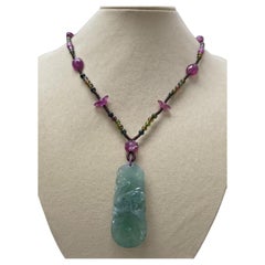 Art Deco Burmese Jade Hand-Carved Rope Necklace by HARENE JEWELS