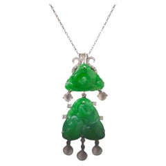 Handmade Unisex Artisan Pendant Necklace with Burmese Jade, Hong Kong