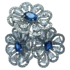 Ceylon Garden - A Designer Cocktail Ring made with Sapphire & Rosecut Diamonds