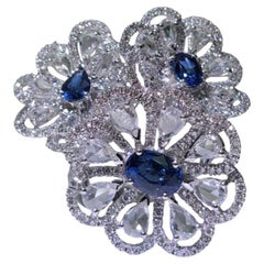 Ceylon Garden - A Designer Cocktail Ring made with Sapphire & Rosecut Diamonds