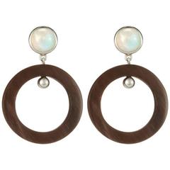 Fouche Moonstone Horn Hoop Earrings