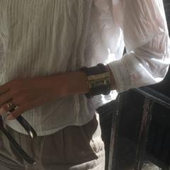 Fouche Horn Wood Ruby Cuff Bracelet