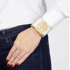 Fouche Horn Fire Opal Engraved Cuff Bracelet