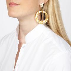 Fouche Horn Africa Engraved Earrings