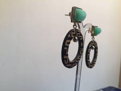 Fouché Art Deco Chrysoprase Horn Dangle Earrings