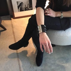 Fouche Cuff Bracelet Art Deco Horn Sapphire Emerald Ruby Wood