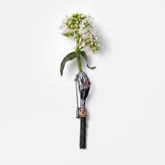Sterling Silver Hand Boutonnière Brooch with Gemstones and Detachable Tassel