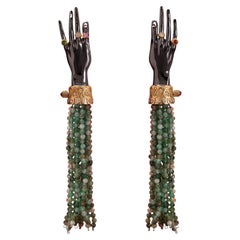 Emerald Tassel Earrings with Sapphires, Diamonds and Detachable Tassels