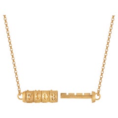 14K Yellow Gold Floral Combination Lock Pendant Necklace
