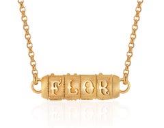 14K Yellow Gold Floral Combination Lock Pendant Necklace