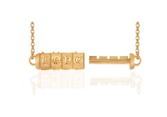 14K Yellow Gold Love Combination Lock Pendant Necklace