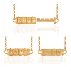 14K Yellow Gold Luck Combination Lock Pendant Necklace