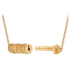 14K Yellow Gold Luck Combination Lock Pendant Necklace