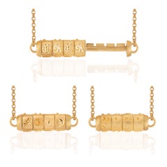 14K Yellow Gold Mama Combination Lock Pendant Necklace