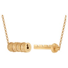 14K Yellow Gold Mama Combination Lock Pendant Necklace